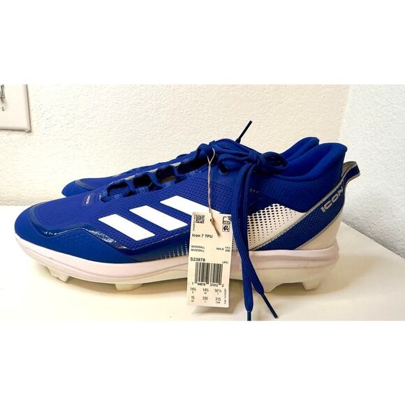 Adidas ICON 7 Baseball Cleats Mens Size 15 Glyde 2 MT TPU Blue White NWT - Picture 3 of 8
